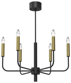 Lampadario a sospensione con filo AKASYA 6xE14/15W/230V nero/oro