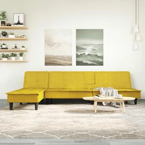 Divano Letto A L Giallo 255x140x70 Cm İn Velluto /