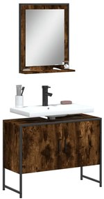 Set Mobili Da Bagno 2 Pz Rovere Fumo İn Legno Multistrato /
