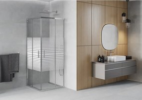 Mexen Rio cabina doccia quadrata 90 x 90 cm, fasce bianche, cromata - 860-090-090-01-20