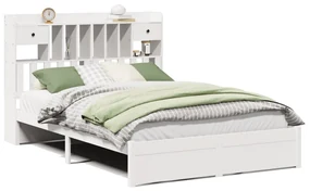 Letto libreria senza materasso bianco 160x200 cm legno di pino