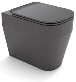 Vaso WC filomuro OLYMPIA CERAMICA tuttoevo grigio, sedile incluso P 53 x L 36 x H 42 cm