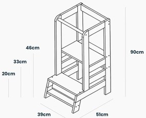 Torre di apprendimento nera in pino massiccio Montessori – Meowbaby