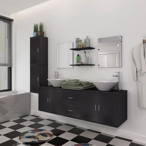Mobili Da Bagno Con Lavabo Set 9 Pz Nero /