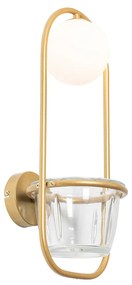 Applique Art Déco oro con vetro bianco - Isabella