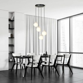 Lampadario a Sospensione in Acciaio e Vetro ROYAL 4 Bianco o Nero 4xE14 Colore del corpo Nero
