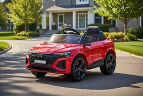 Macchina Elettrica per Bambini 12V Licenza Ufficiale Audi SQ8 E-Tron con Telecomando e Sedile Pelle Rosso...