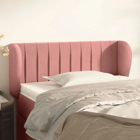 Testiera Ad Orecchio Rosa 103x23x78/88 Cm İn Velluto /