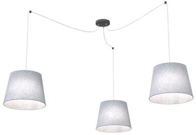 Sospensione 3 Luci Iside Con Fermacavi E Paralumi Grigio