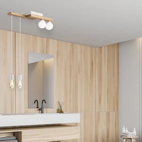 Lampadario a sospensione con filo CORTINA 2xE27/15W/230V + 2xG9/5W/230V bianco/quercia