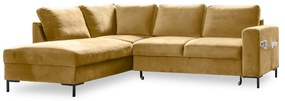 Divano letto angolare in velluto giallo (angolo sinistro) Lofty Lilly - Miuform