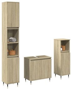 Set Mobili Da Bagno 3 Pz Rovere Sonoma İn Legno Multistrato /
