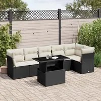 Set Divani da Giardino con Cuscini 7pz Nero Polyrattan 3266596