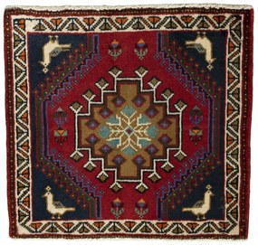 Shiraz Tappeto 60 x 60 Rosso (Iran) Annodato A Mano