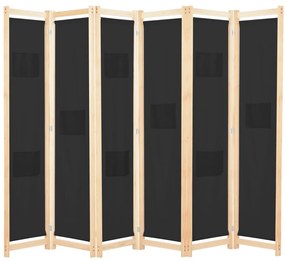 Divisorio A 6 Pannelli Nero 240x170x4 Cm İn Tessuto /