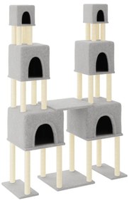 Albero per gatti con tiragraffi in sisal grigio chiaro 199 cm