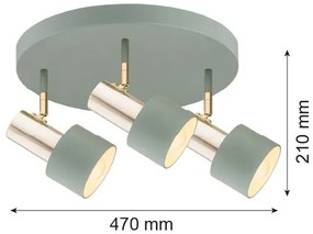 Argon 6007 - Faretto DORIA 3xE27/15W/230V verde/ottone