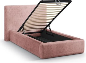 Letto singolo imbottito rosa con contenitore con rete inclusa 90x200 cm Amy – Micadoni