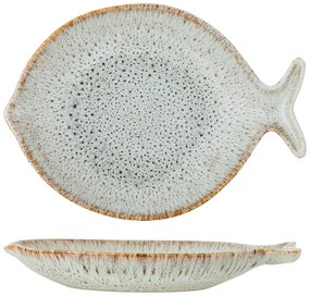 Piatto da portata blu e beige in gres Fleur – Bloomingville