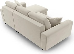 Divano angolare beige allungabile e con contenitore con rivestimento in velluto Kyoto – Cosmopolitan Design