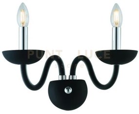 Applique a parete alfiere nero e cromo 2 luci attacco e14 12x23x26cm