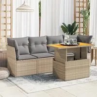 Set Divano da Giardino 5 pz con Cuscini Beige in Polyrattan 3326880