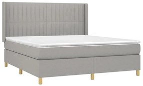 Letto a molle materasso e led grigio chiaro 160x200 cm tessuto