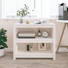 Libreria bianca 80x35x68 cm in legno massello di pino