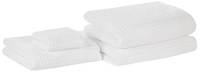 Set di 4 asciugamani in cotone bianco AREORA Beliani