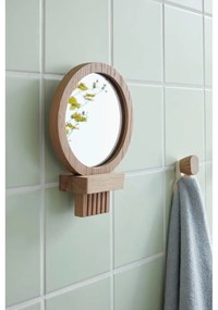 Specchio cosmetico a parete con cornice in legno ø 14 cm - Hübsch