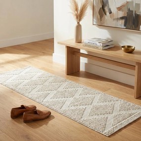 RUBEN - tappeto in lana avorio con decoro