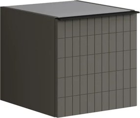 Base laterale Pixel con anta Grid laccato opaco grigio carbone e maniglia alluminio nero L.40 H.40 P.45,5 cm.