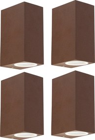 Set di 4 faretti da parete intelligenti marrone ruggine IP44 incl. 2 GU10 - Baleno