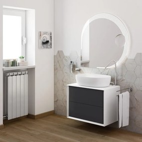 Mobile da bagno sospeso sotto lavabo L 70 x H 48 x P 46 cm grigio laccato opaco, 2 cassetti BADEN HAUS Bellagio