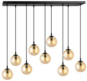 Lampadario a Sospensione in Acciaio e Vetro COSMO 9 Nero 9xE14