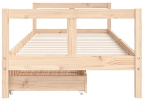 Giroletto bambini con cassetti 80x200 cm legno massello di pino