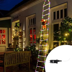 Babbo Natale su scaletta luminosa 228 Led Multicolore Wisdom