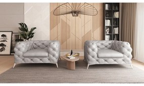 Poltrona grigio chiaro con rivestimento in velluto Chelsea – Ropez