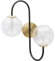 Lampada da Muro Iron Nero 36x24x45 cm in Ferro e Vetro Oro e Nero