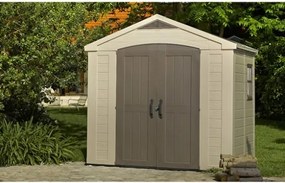 Casetta Da Giardino In Resina 256,5x182x243H Cm Factor 8x6 Beige Keter Con Mensole