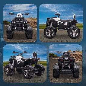 Quad Elettrico per Bambini 3-5 Anni 12V con Fari e Pedale Presa USB per Musica Bianco...