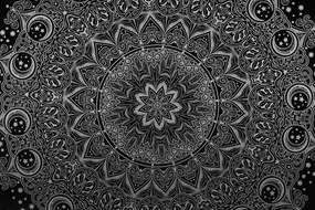 Stampa su tela – Mandala orientale in bianco e nero