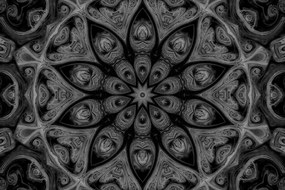 Quadro su tela – Mandala ipnotica in bianco e nero