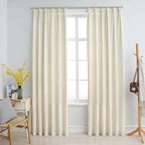 Tende Oscuranti Con Ganci 2 Pz Crema İn Velluto 140x175 Cm /