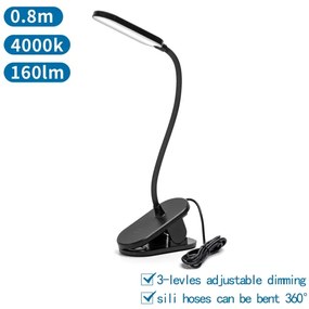 Aigostar - Lampada da tavolo LED dimmerabile con clip LED/2,5W/5V nero