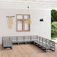 Set Divani da Giardino 11 pz in Legno Massello di Pino cod mxl 37163