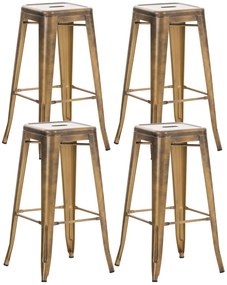Set Sgabelli Bar Industriale Joshua - 4 Pezzi / Gold