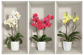 Set di 3 adesivi murali 3D Orchidee - Ambiance