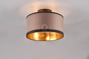 Davos plafoniera metallo nero paralume tortora e oro d. 30cm 2 luci...