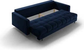 Divano blu scuro allungabile/con contenitore con rivestimento in velluto 222 cm Bali – Cosmopolitan Design